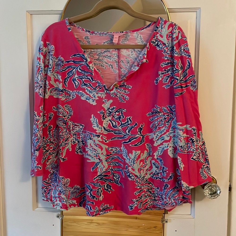 Lilly Pulitzer 3/4 Cotton Shirt, XL